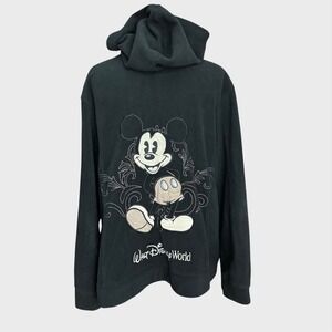 Walt Disney World Disneyland Black Fleece Hoodie 2X Embroidered Mickey Mouse